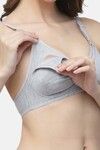 Floret Double Layered Non-Wired Full Coverage Maternity / Nursing Bra - Cool Grey — thumbnail 3